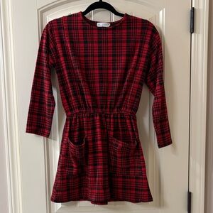 Zara Kids Red and Black Plaid Dress